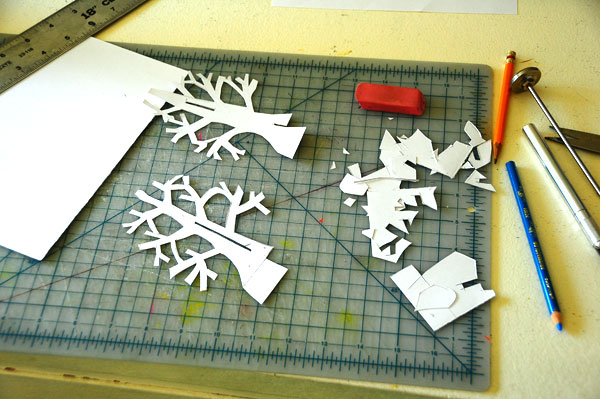Tree pop-up card construction